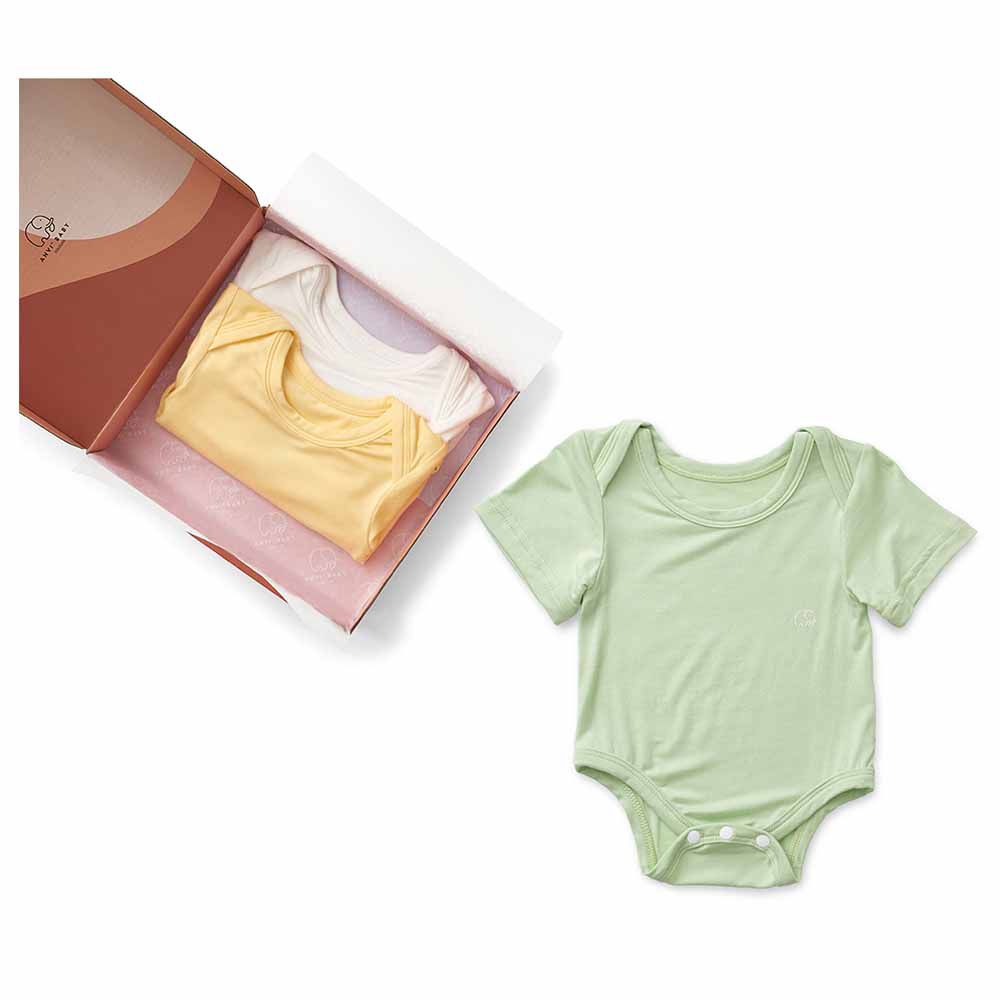 Anvi Baby - 3pc-Set - Organic Bamboo Spandex Bodysuit - Light Mint