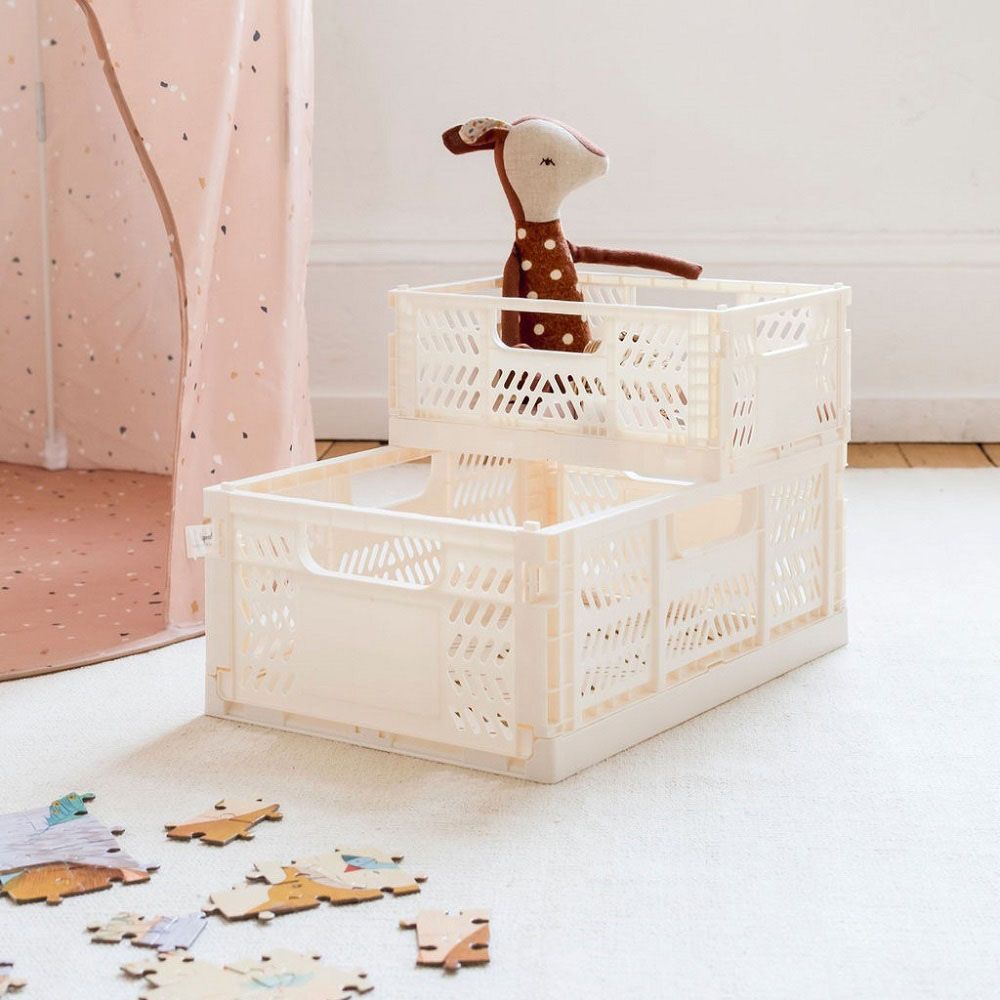 3 Sprouts - Modern Folding Crate - Medium - Cream