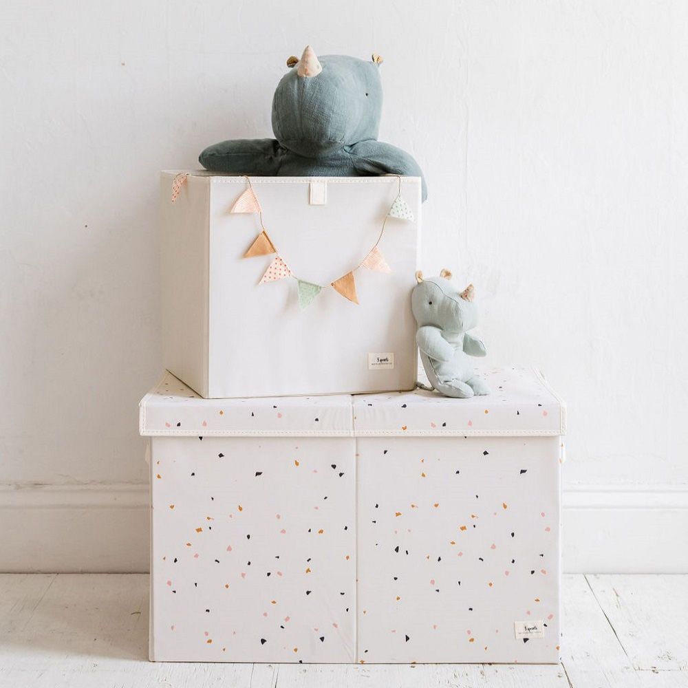 3 Sprouts - Recycled Folding Toy Storage Box - Chest Terrazzo Cream 