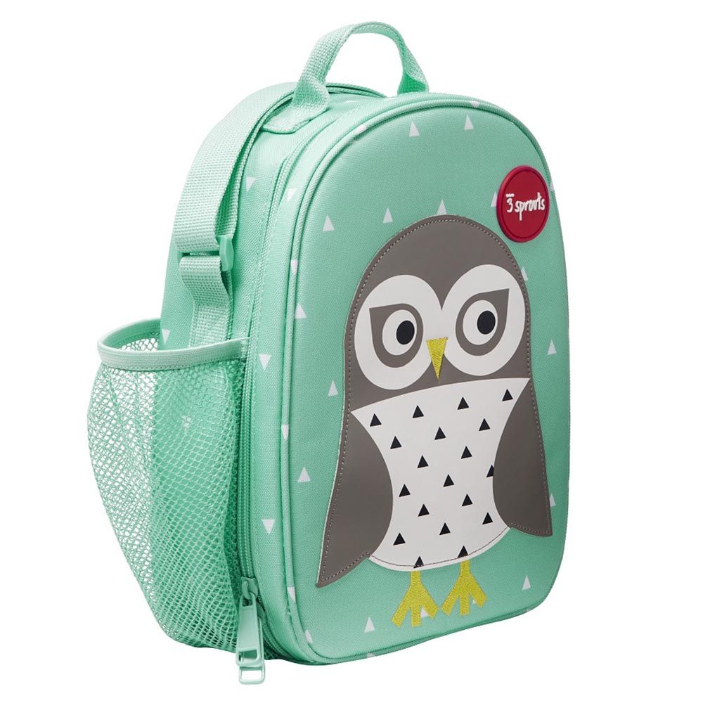 3 Sprouts - Owl Lunch Bag - White/Green