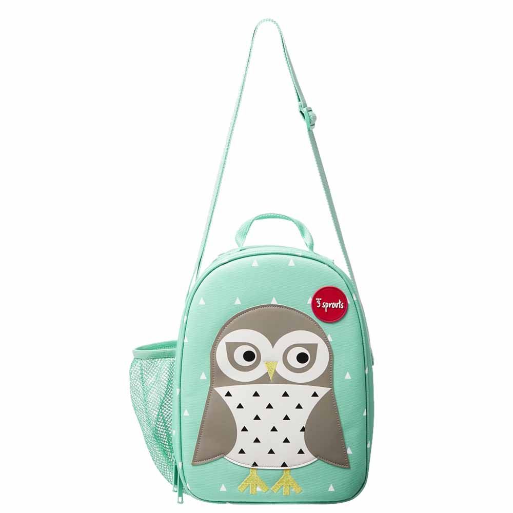 3 Sprouts - Owl Lunch Bag - White/Green