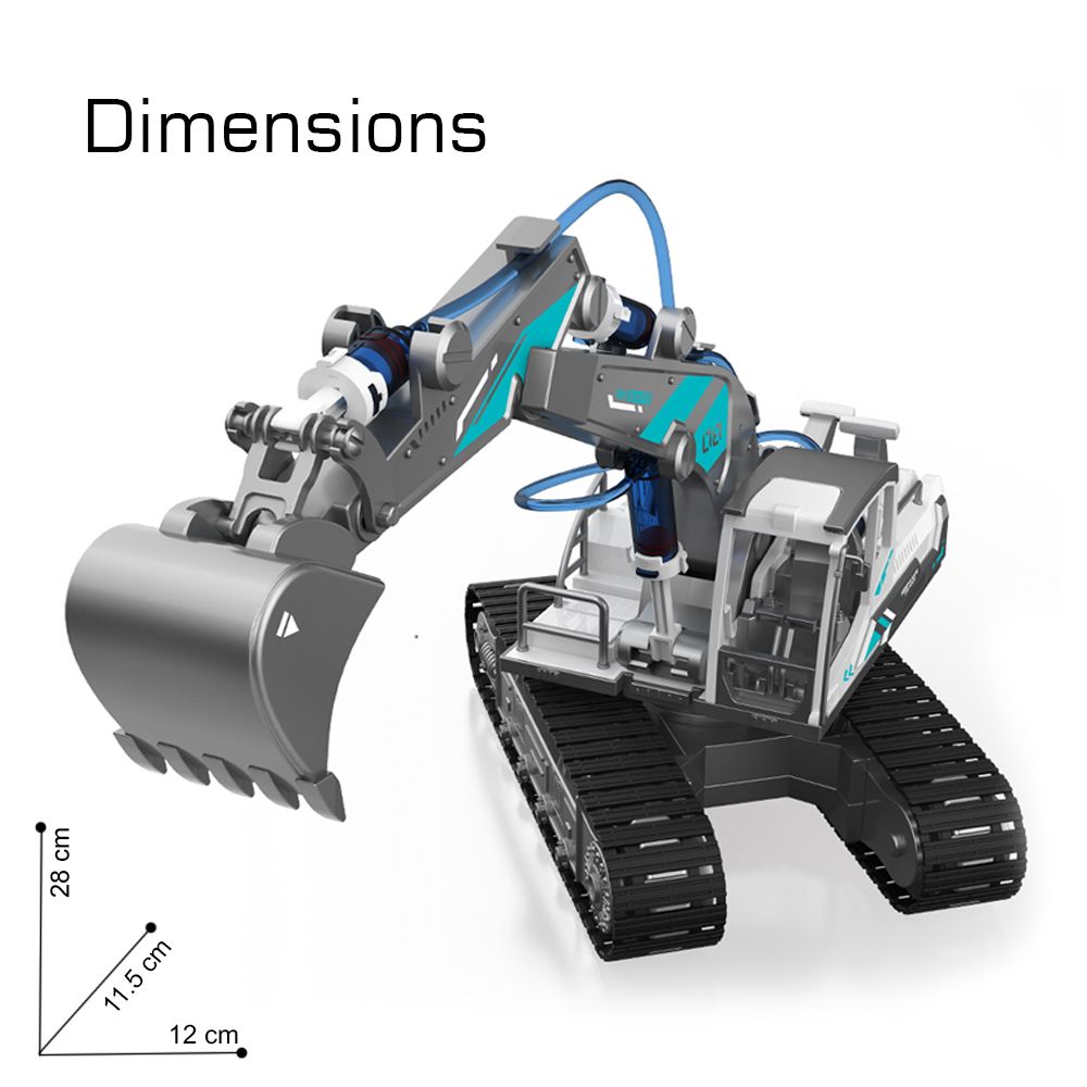 Little Story - 3-In-1 Excavator/Bulldozer Toy - 130 pcs - Grey