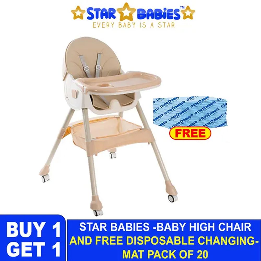 Star Babies - High Chair With Free 20-pcs Disposable Changing Mat - Blue