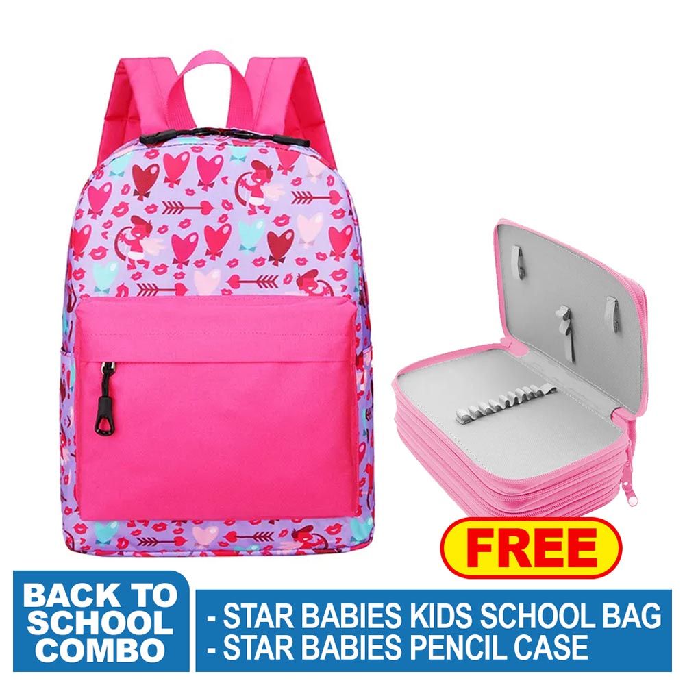 Star Babies - School Bag w/ Pencil Case - 14-Inch - Pink