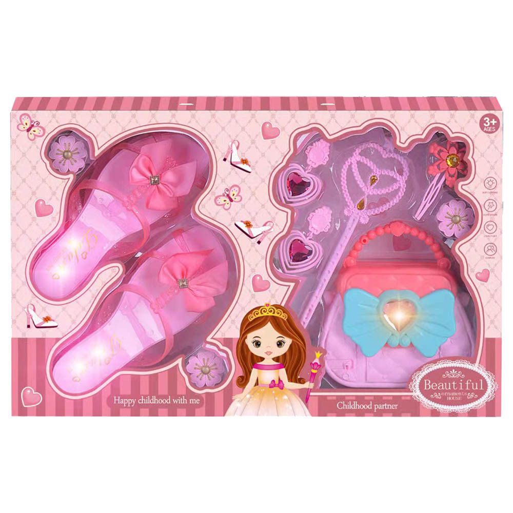 Stem - Light Barbie Shoes With Heart Bag Jewelry Set 1pc - Color May Vary