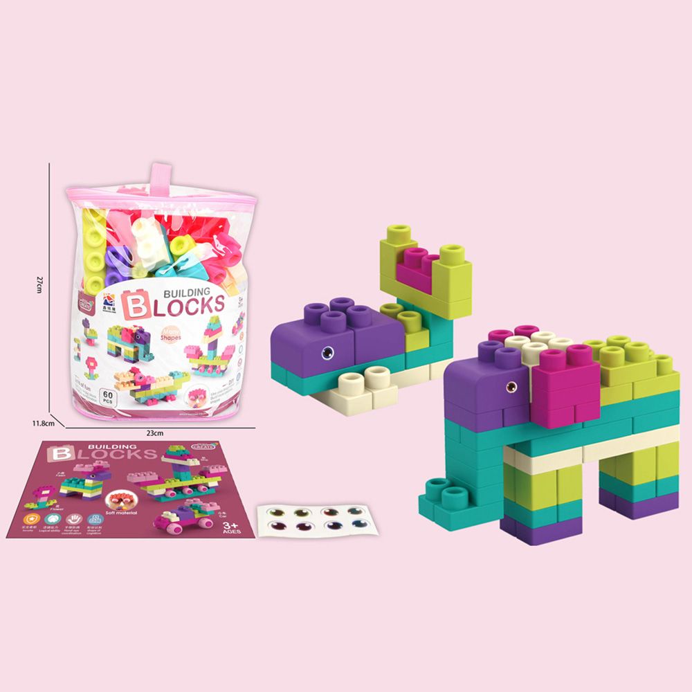 Stem - Soft Building Blocks Creative Fun Kit- 60pcs - Pink