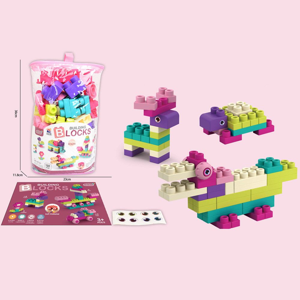 Stem - Soft Building Blocks Creative Fun Kit- 100pcs - Pink