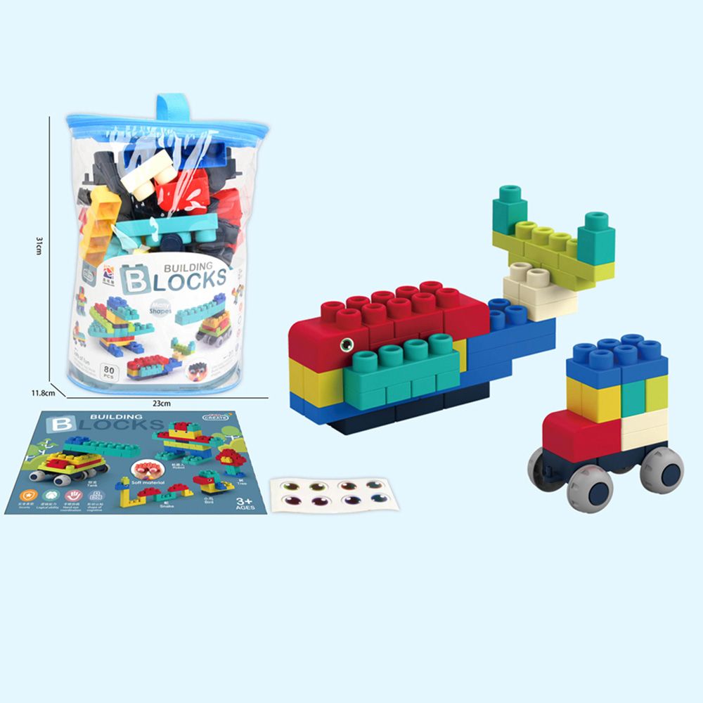 Stem - Soft Building Blocks Creative Fun Kit- 80pcs - Blue