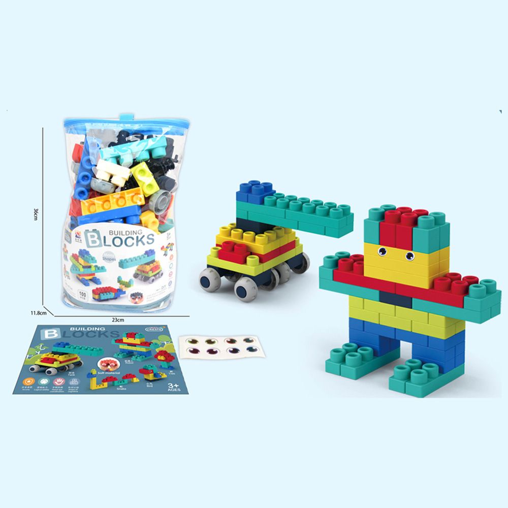 Stem - Soft Building Blocks Creative Fun Kit- 100pcs - Blue