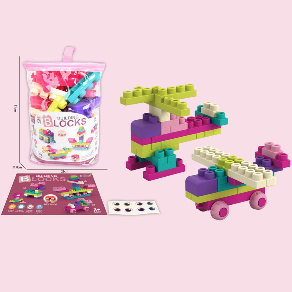 Stem - Soft Building Blocks Creative Fun Kit- 80pcs - Pink