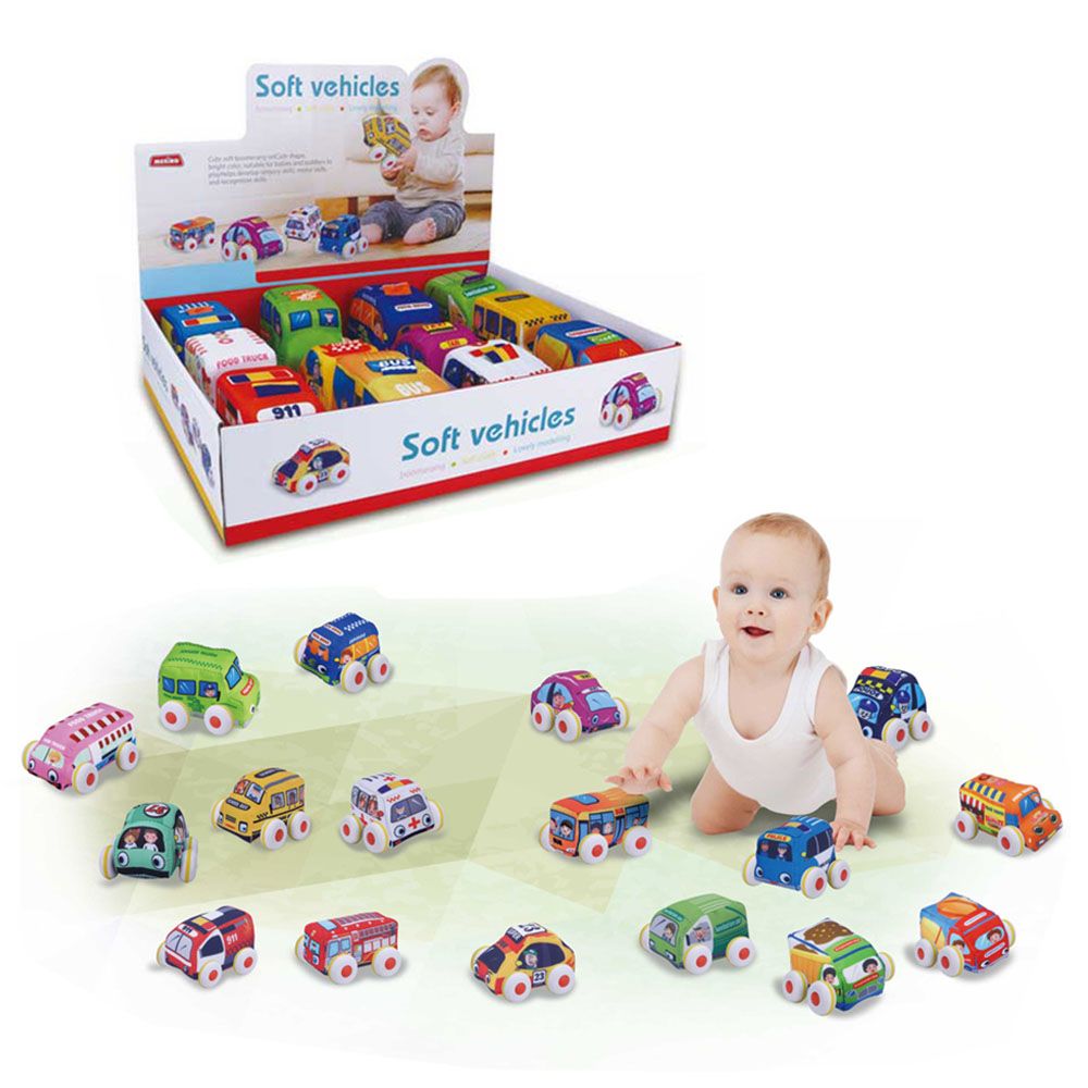 Stem - Soft Baby Cartoon Cloth Pullback Vehicles 1pc - Style May Vary