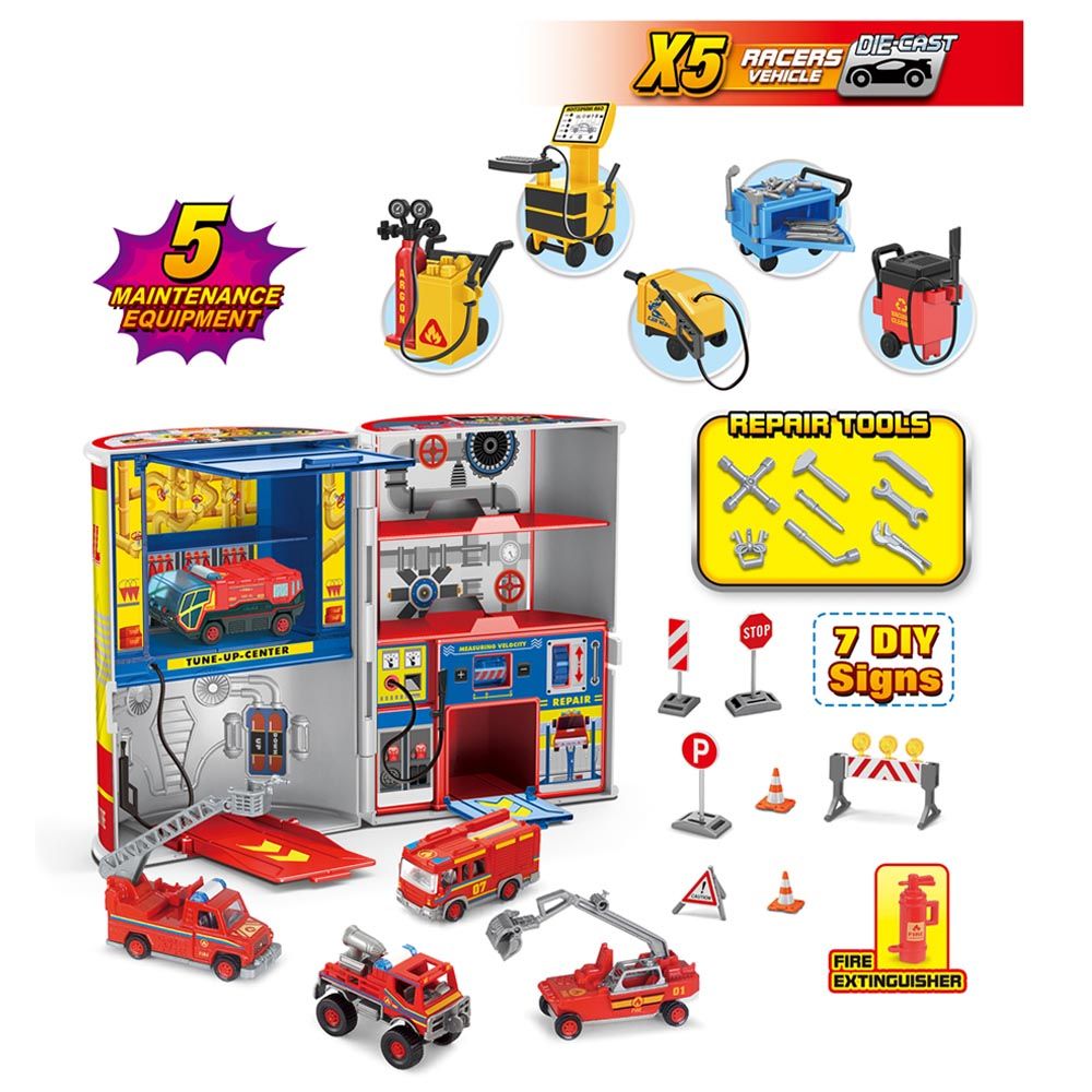 Stem - Mini Racers Garage With 5 Cars And Playset