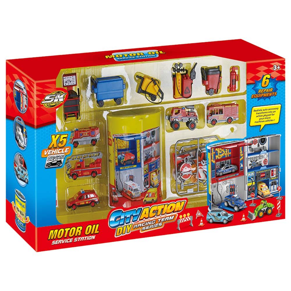 Stem - Mini Racers Garage With 5 Cars And Playset