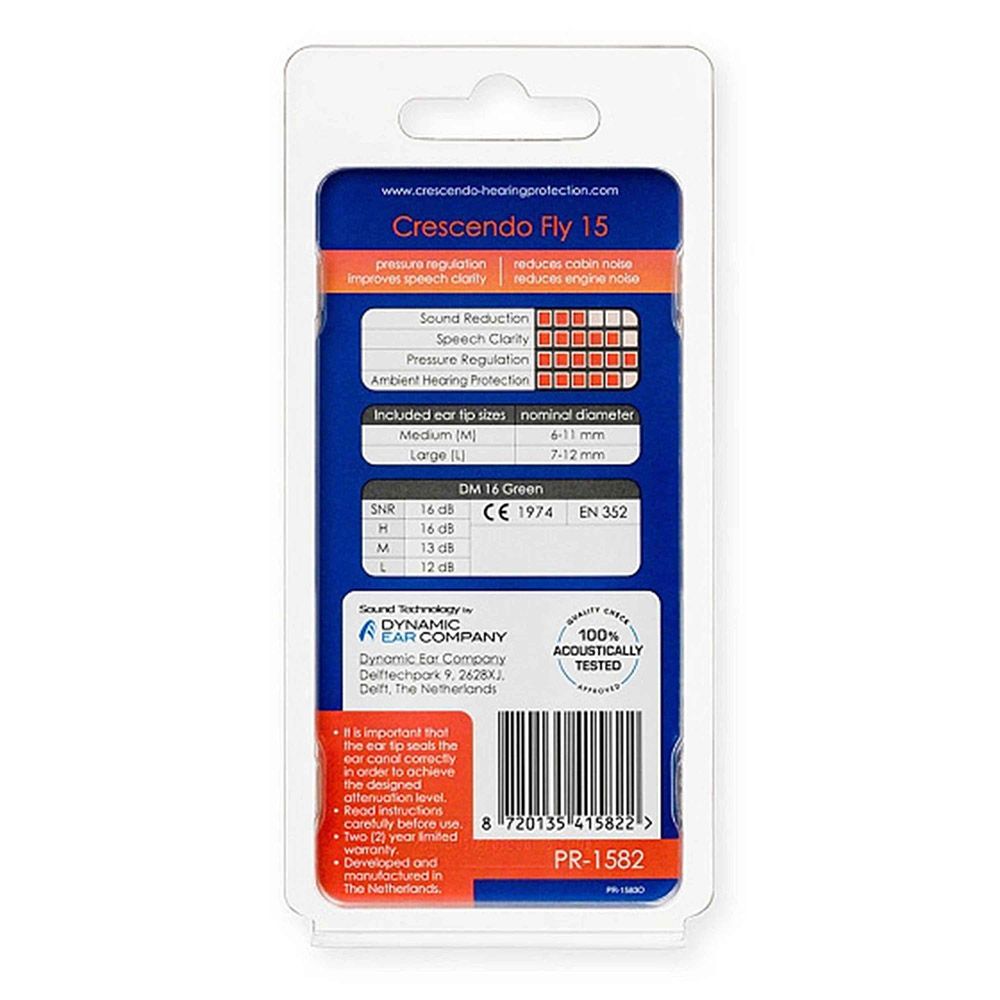 Crescendo - Fly 15 Resuable Hearing Protection Ear Plugs - 3 Pcs