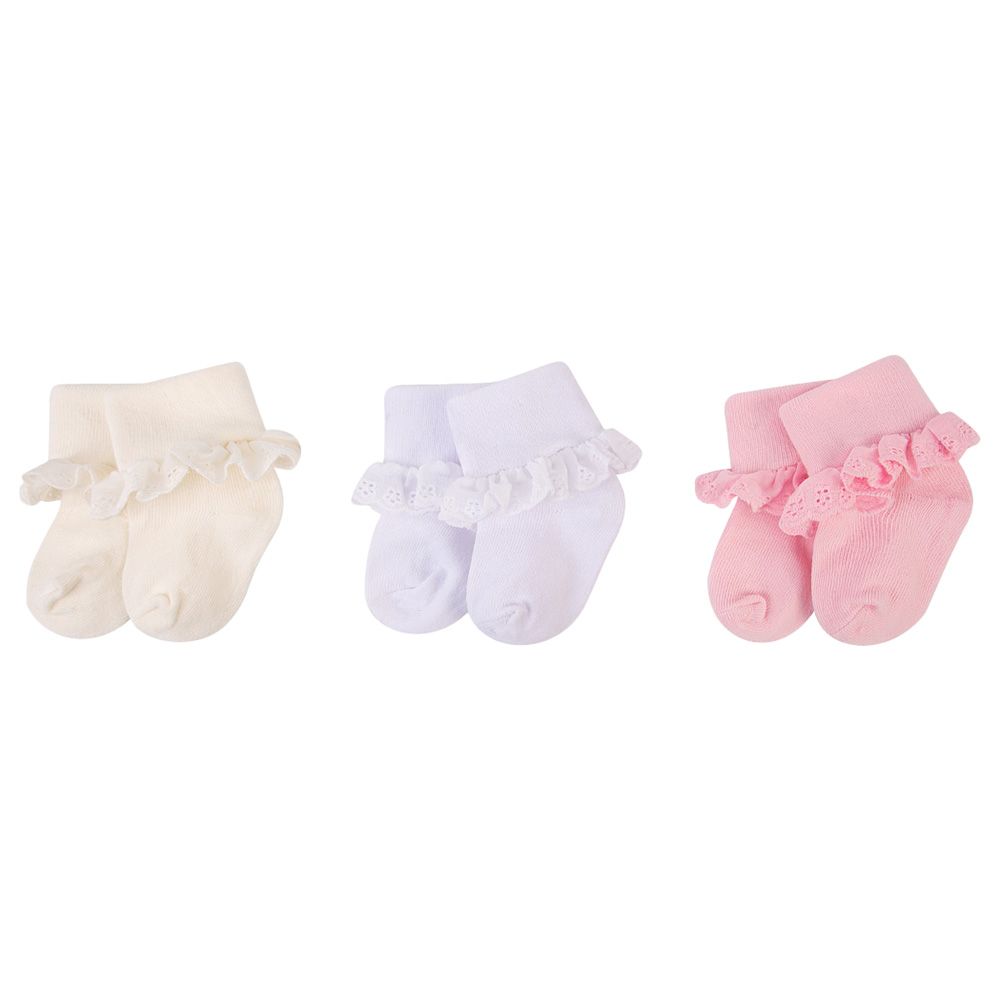 Hudson Childrenswear - 3pc-Set - Socks w/ Lace Trim