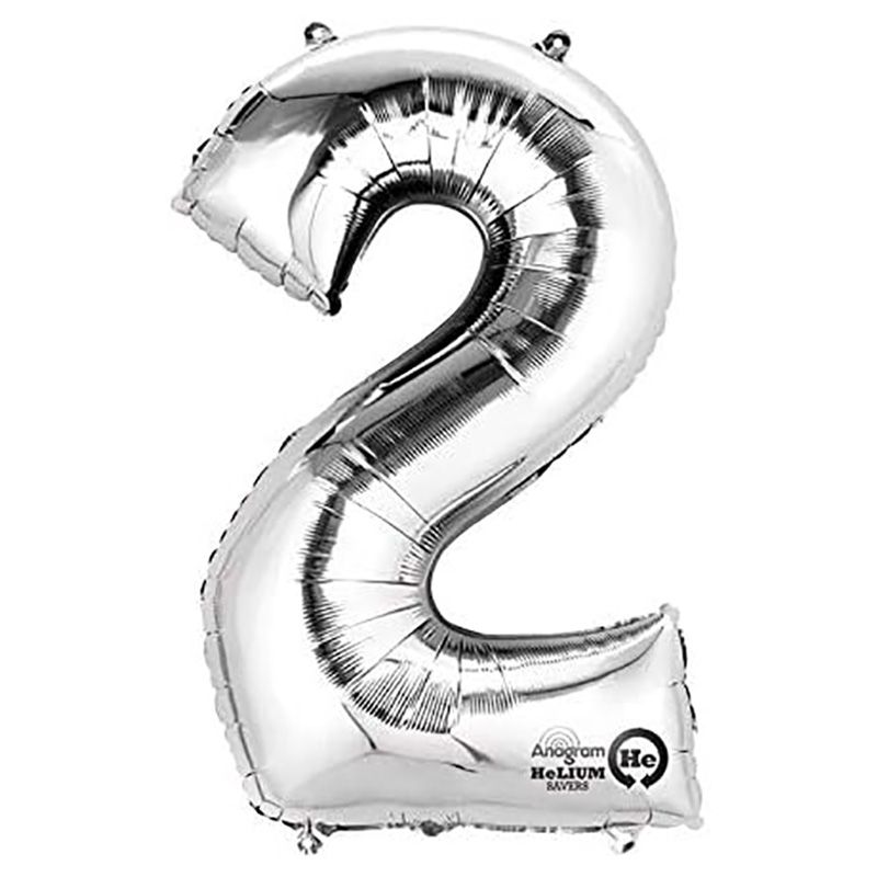 Party Camel - Number 2 Balloon - Silver - 34-inch