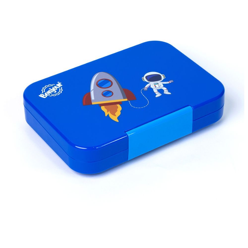 Bonjour - 4/6 Compartment Uni Lock Snax Box - Blue Astronaut