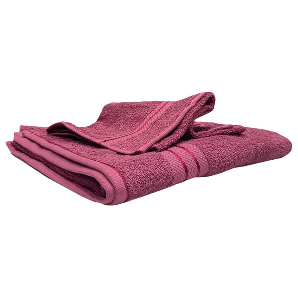 BYFT - Bath And Hand Cotton Towel - 2pcs - Dark Pink