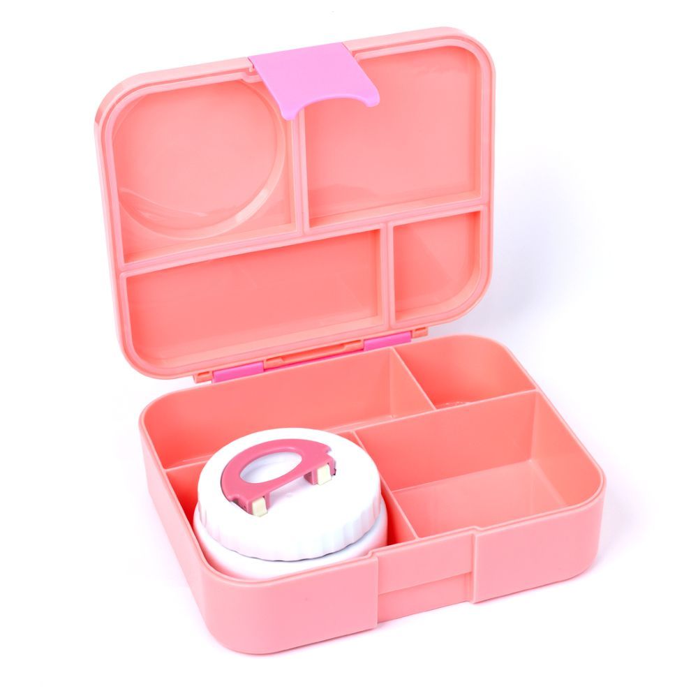 Bonjour - Therm Bento 4/6 Compartment Lunch Box With Food Jar - Pink