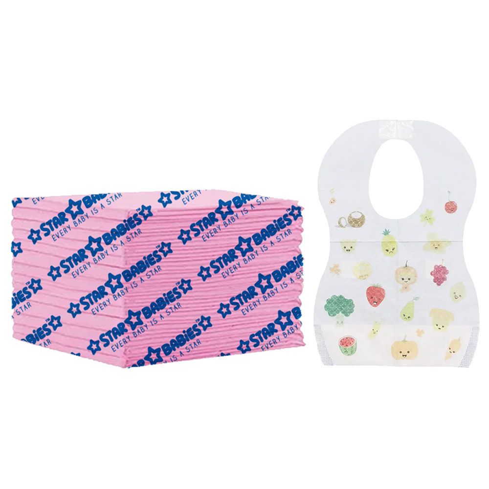 Star Babies - Disposable Bibs 20pcs With Changing Mat 15pcs - Fruits