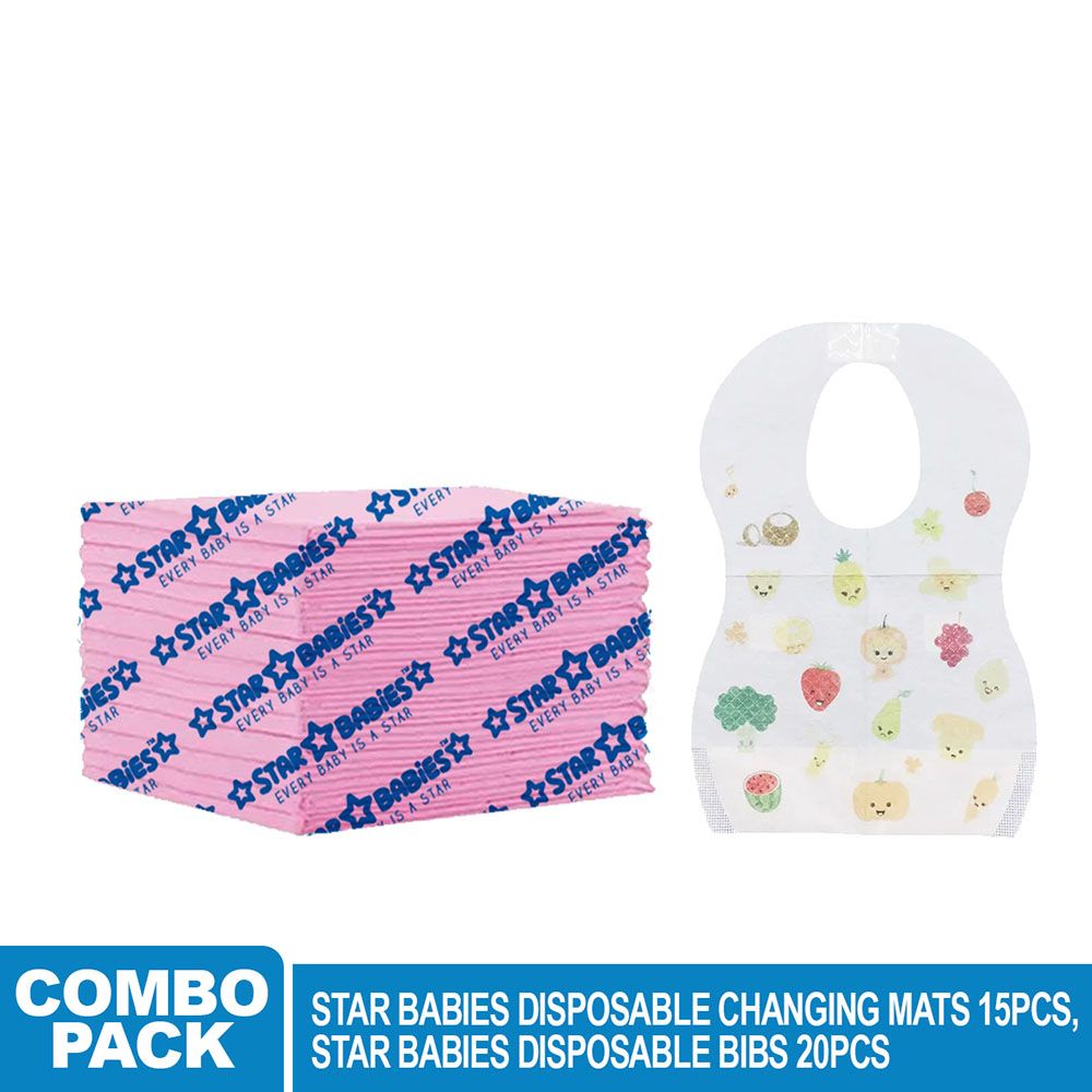 Star Babies - Disposable Bibs 20pcs With Changing Mat 15pcs - Fruits