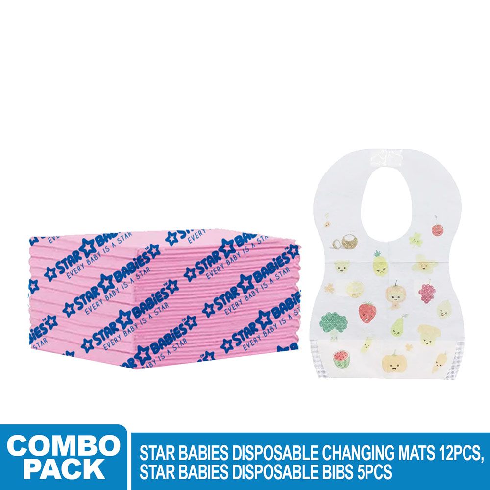 Star Babies - Disposable Bibs 5pcs With Changing Mat 12pcs - Fruits