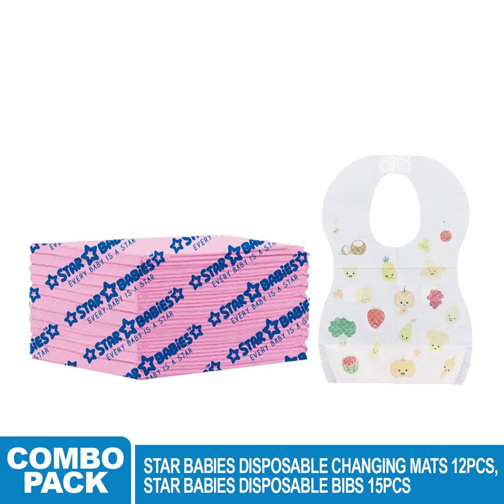 Star Babies - Disposable Bibs 15pcs With Changing Mat 12pcs - Fruits