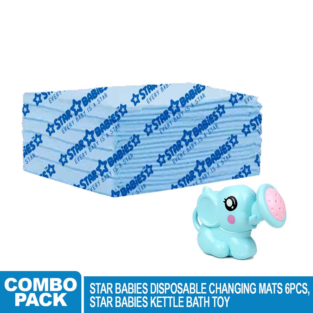 Star Babies - Deposable Changing Mat 6pcs With Kettle Toy - Blue