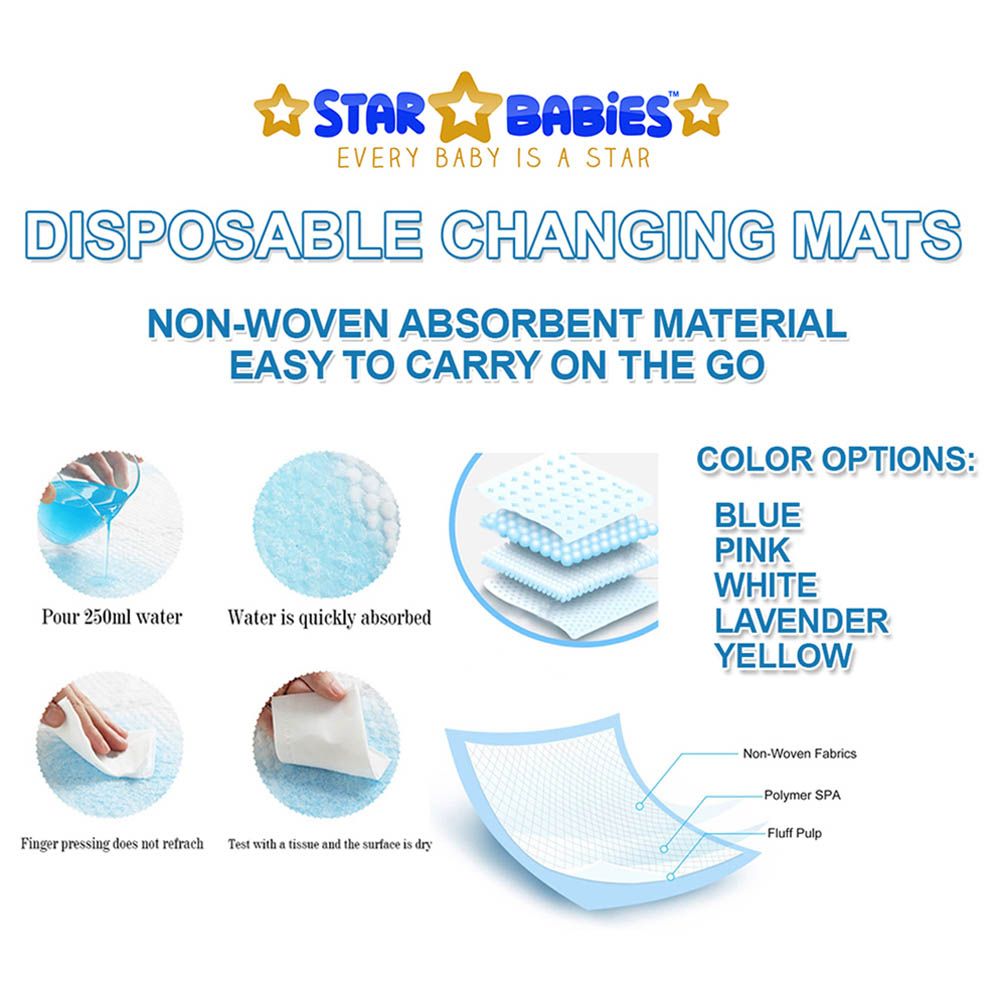 Star Babies - Deposable Changing Mat 6pcs With Kettle Toy - Blue