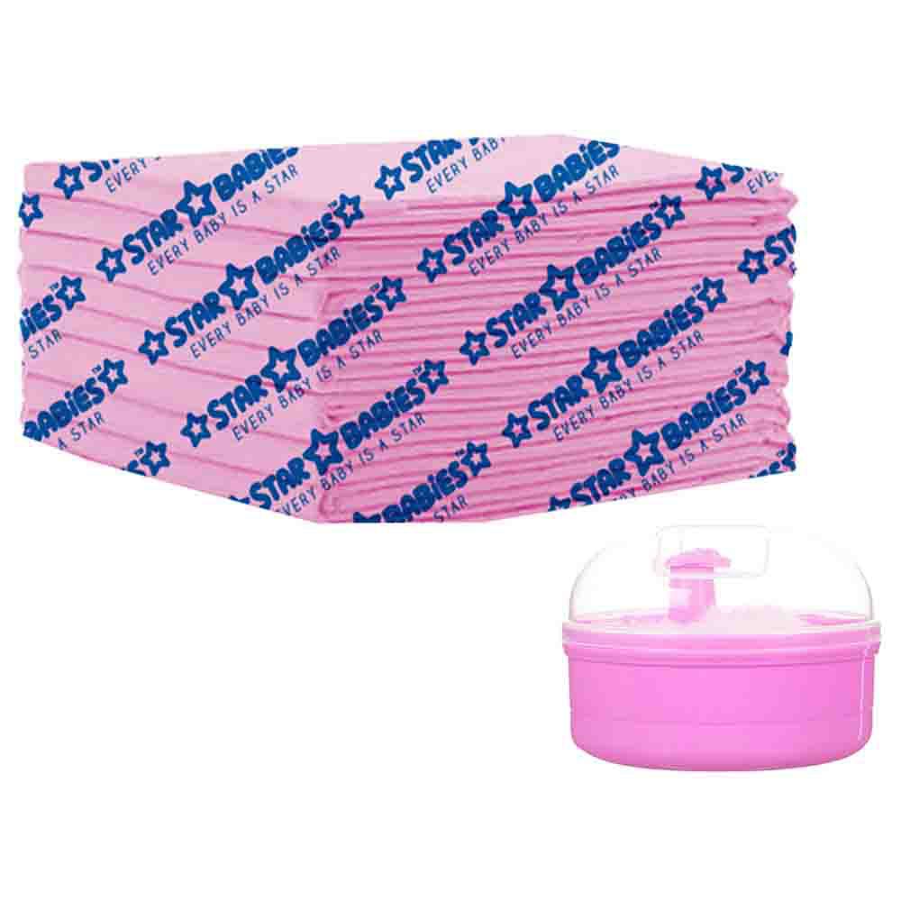 Star Babies - Deposable Changing Mat 10pcs With Powder Puff - Pink