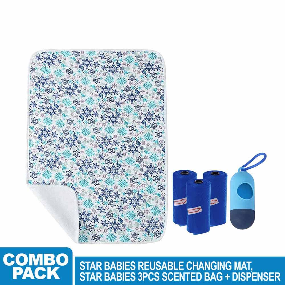 Star Babies - Reusable Changing Mat & Scented Bag 3pcs/Dispenser - Blue