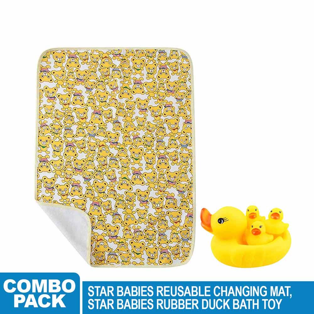 Star Babies - Reusable Changing Mat & Rubber Duck 4pcs - Yellow