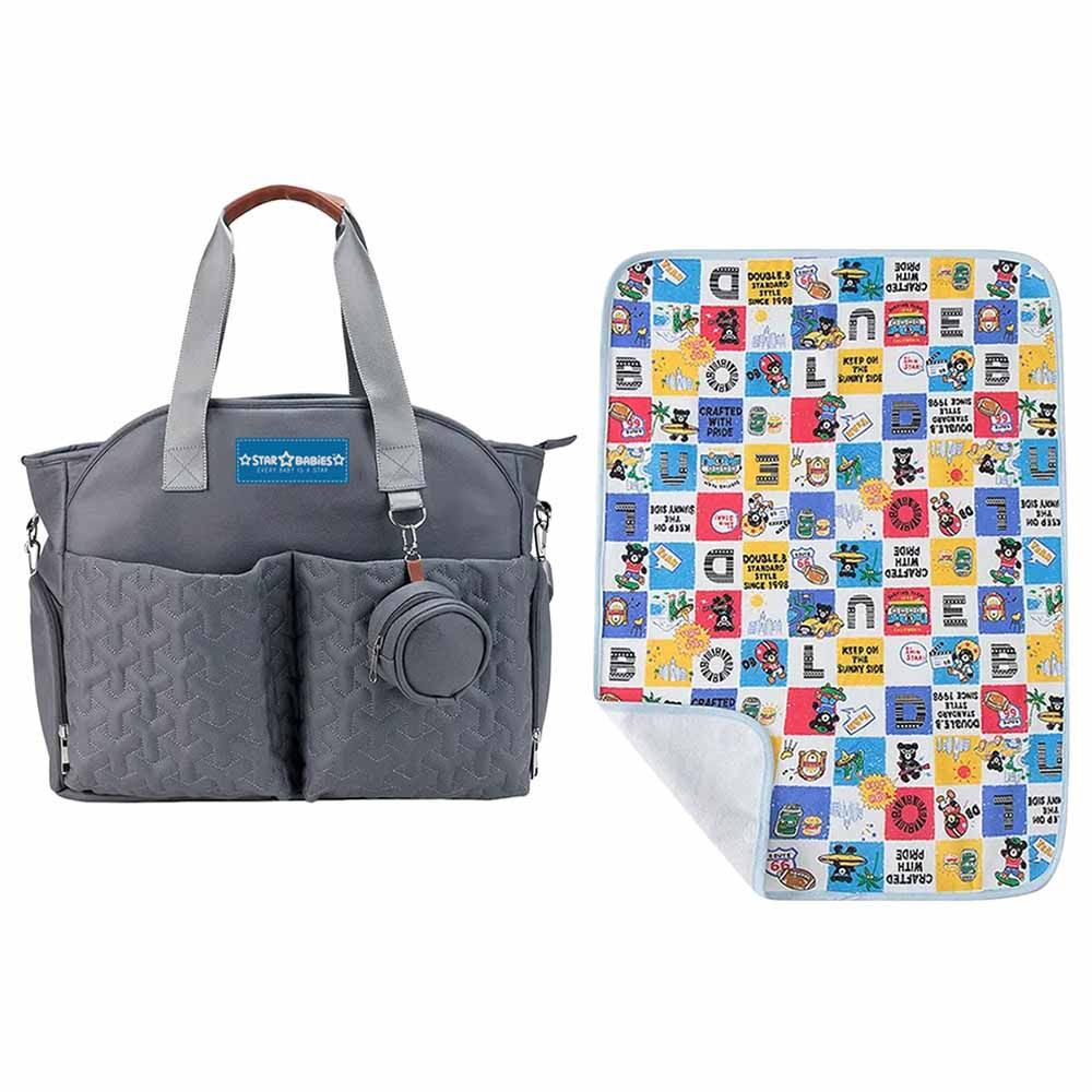 Star Babies - Diaper Portable Bag With Reusable Changing Mat Printed - Blue