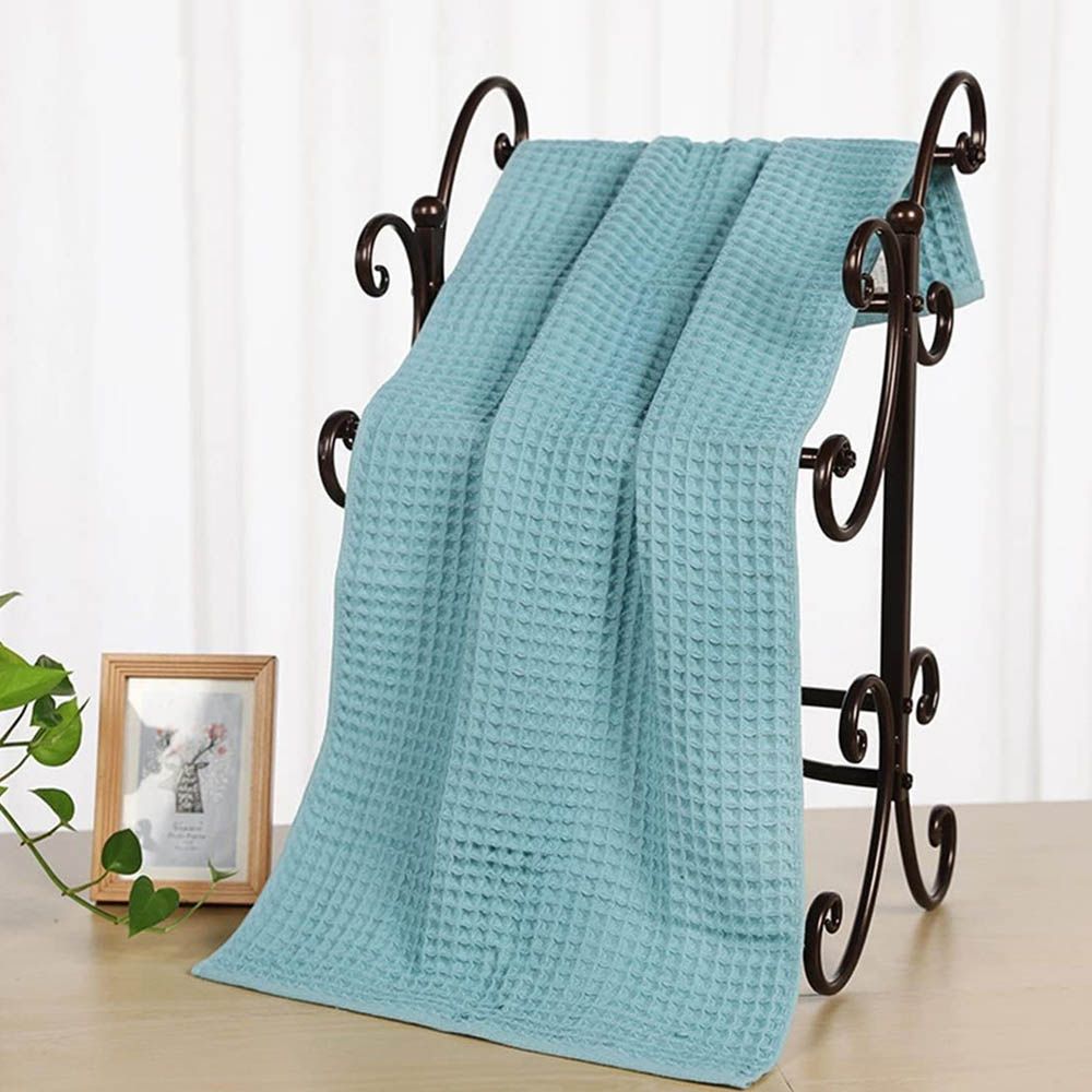 Star Babies - Waffle Towel - 70 x 140cm With Kids Shower Cap - Blue