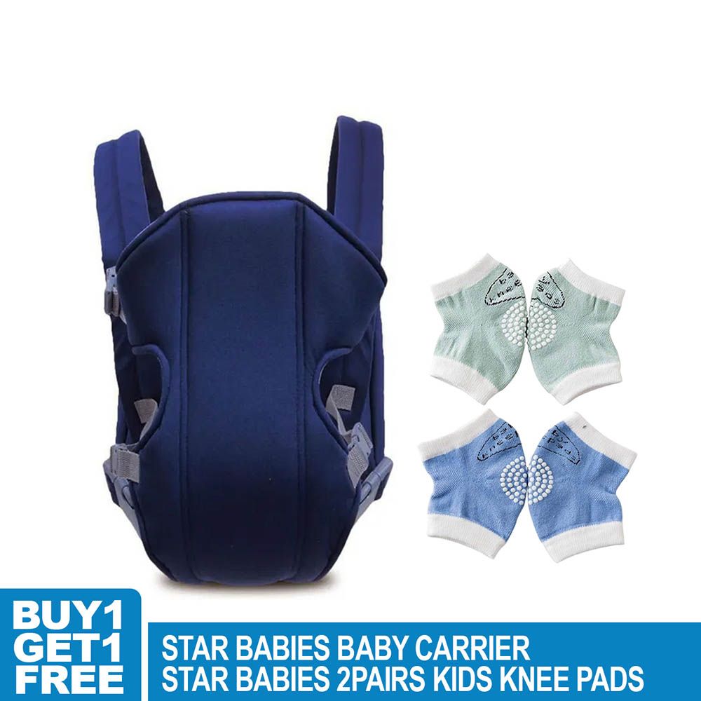 Star Babies - Baby Carrier - Blue With Kids Knee Pad 2pcs - Blue/Green