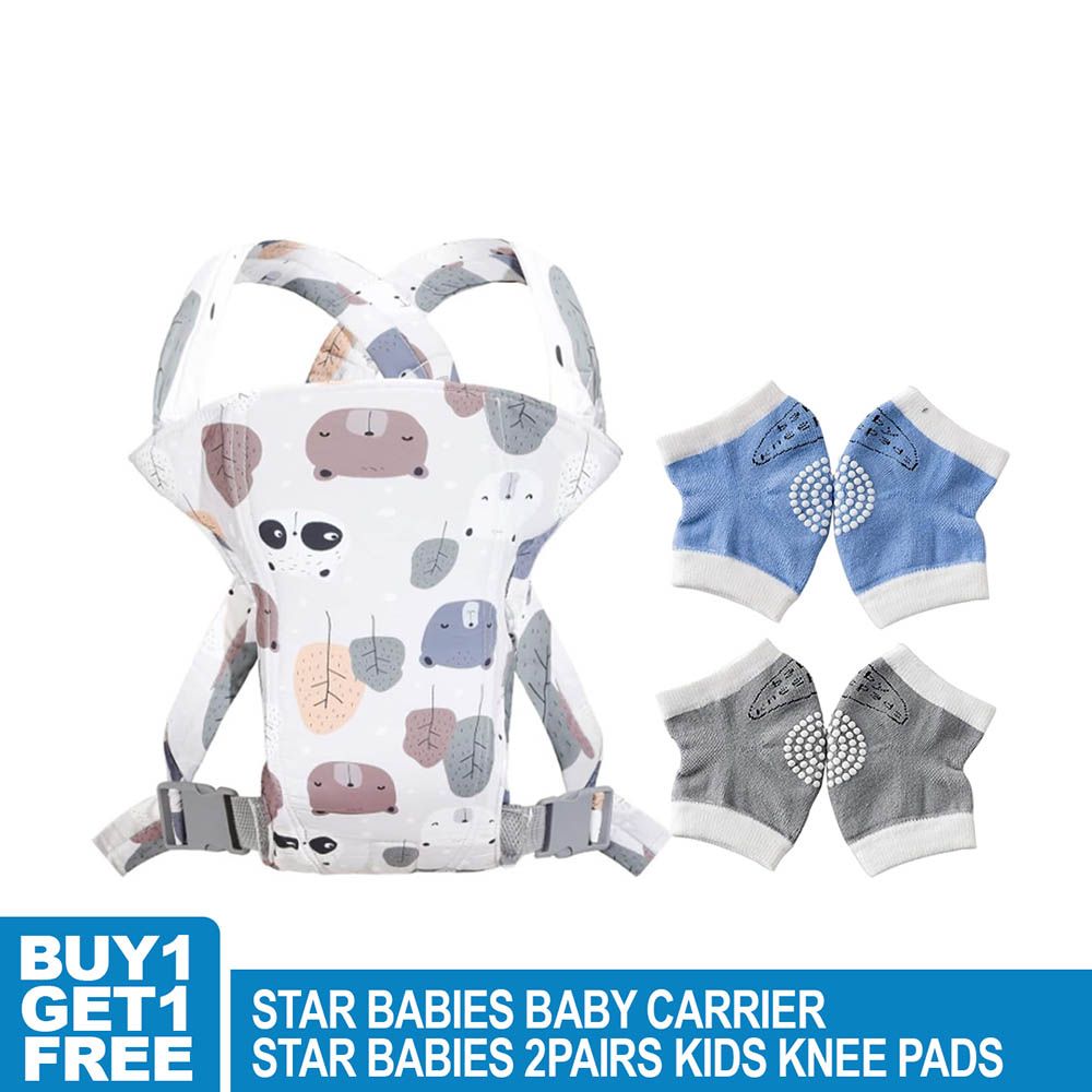 Star Babies - Baby Carrier - Bear With Kids Knee Pad 2pcs - Blue/Grey