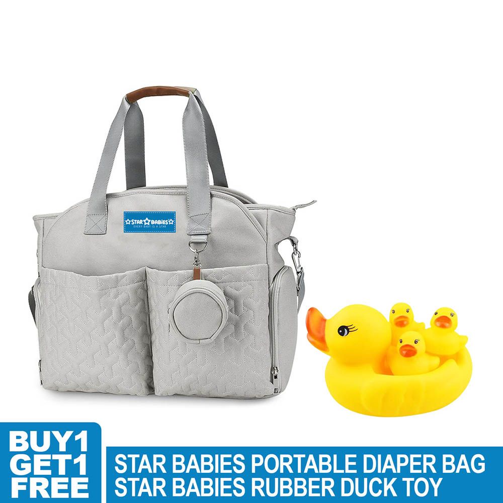 Star Babies - Diaper Portable Bag Pacifier Pouch With Kids Rubber Duck 4pcs - Khaki