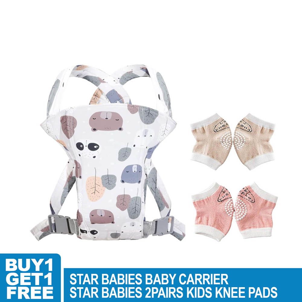 Star Babies - Baby Carrier - Bear With Kids Knee Pad 2pcs - Pink/Beige