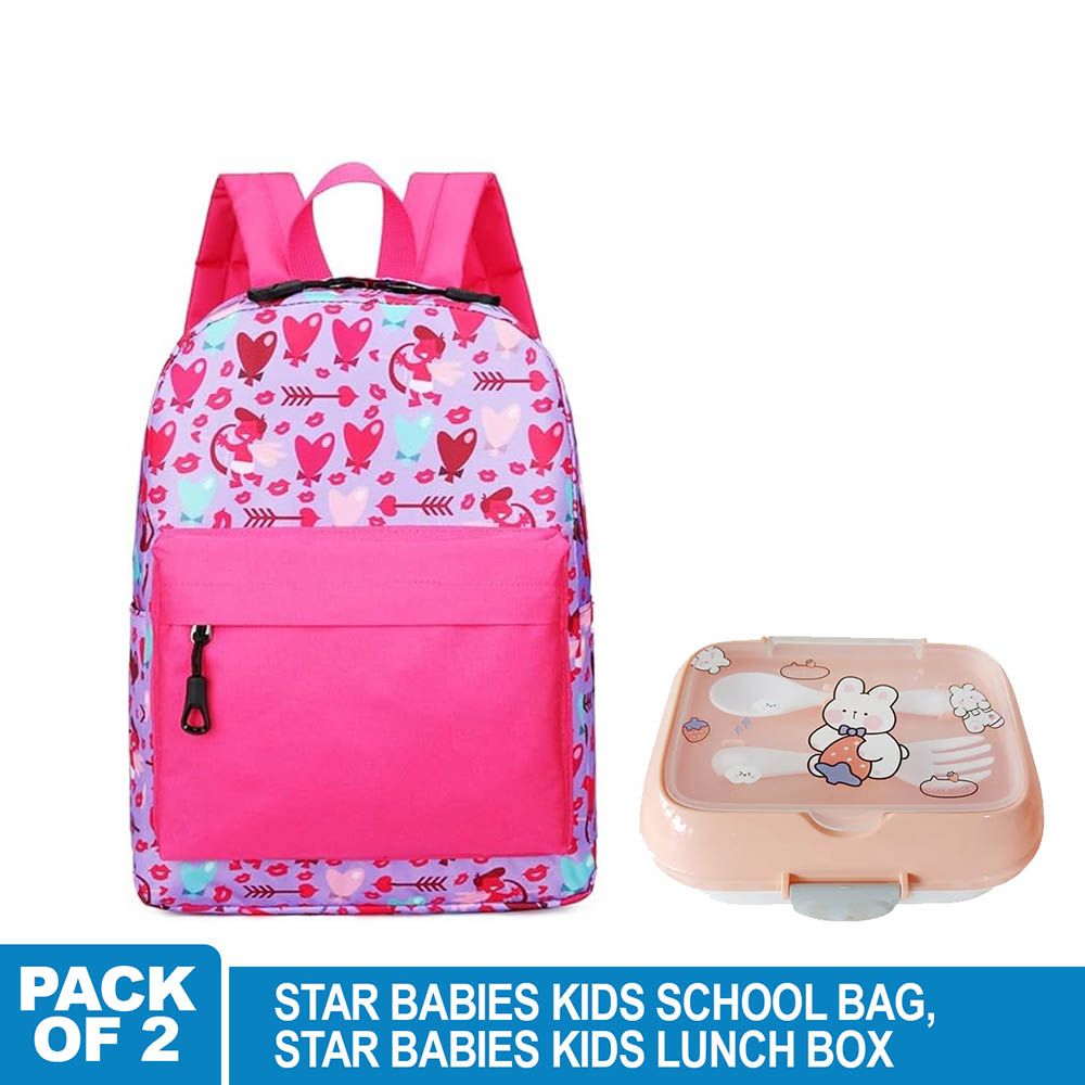 Star Babies - Kids School Bag 14.17-Inch With Kids Lunch Box - Pink