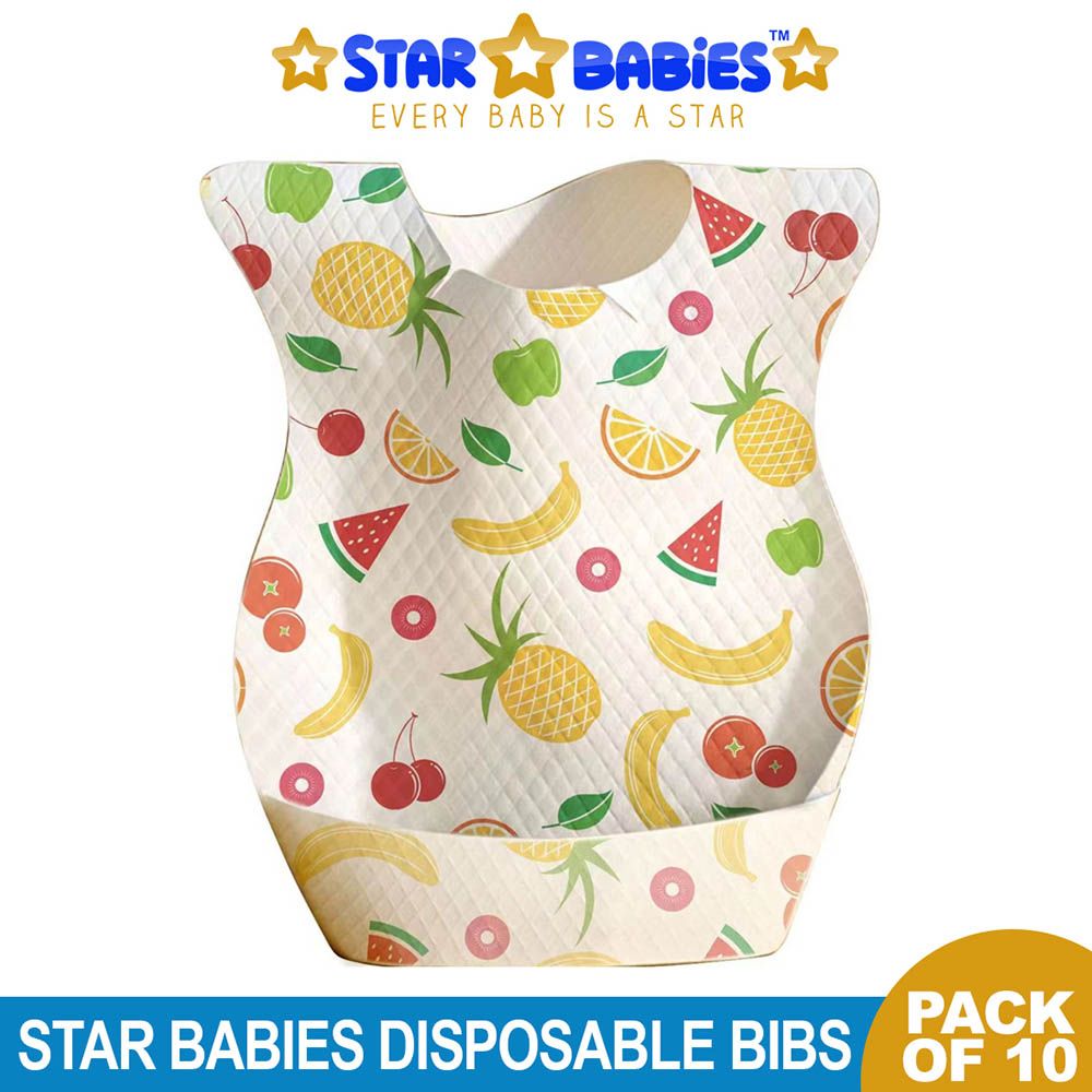 Star Babies - Disposable Bibs - Pack of 10 - Fruits Printed