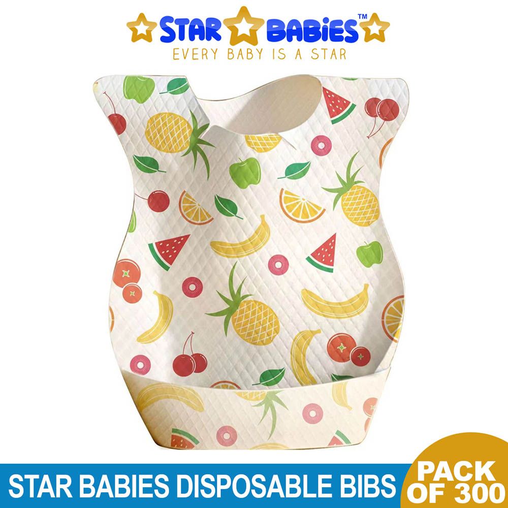 Star Babies - Disposable Bibs - Pack Of 300 - Fruits Printed