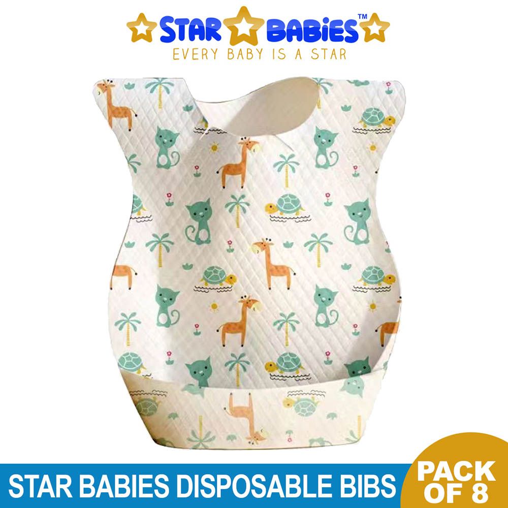 Star Babies - Disposable Bibs - Pack Of 8 - Giraffe Print