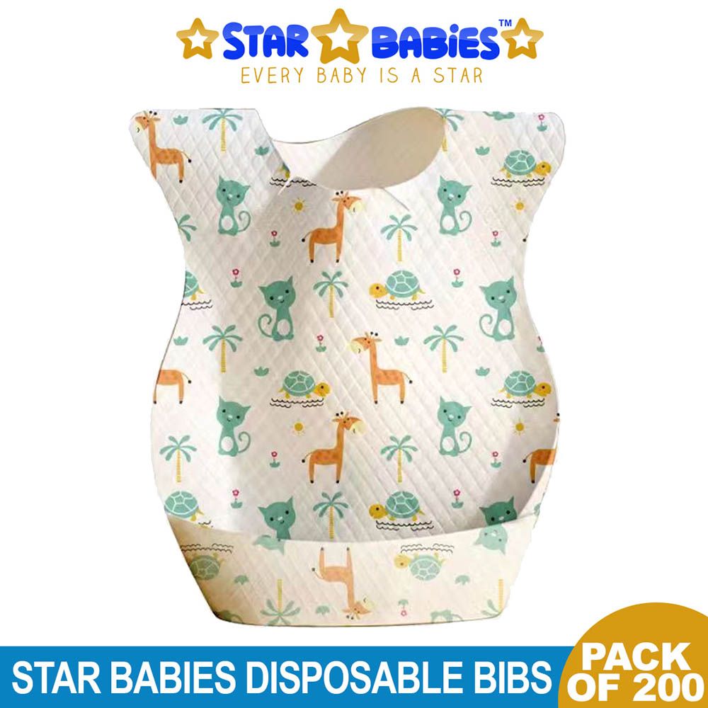 Star Babies - Disposable Bibs - Pack Of 200 - Giraffe Print