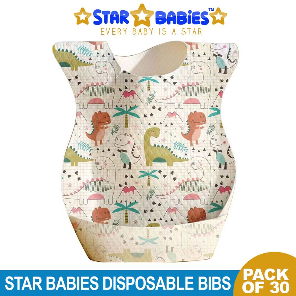 Star Babies - Disposable Bibs - Pack Of 30 - Dinosaur Print