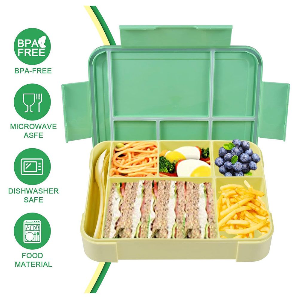 Little Angel - Kid's Lunch Box 7 Compartment With Cutlery & Bowl - Green