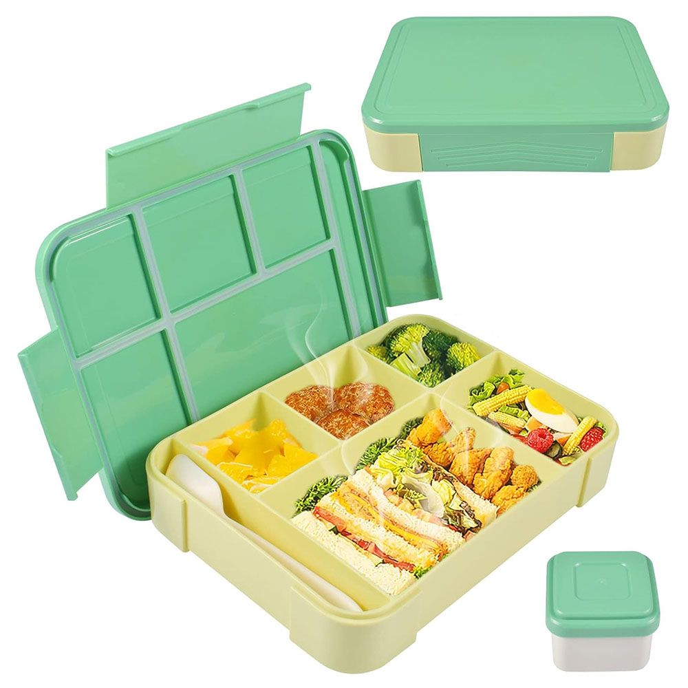 Little Angel - Kid's Lunch Box 7 Compartment With Cutlery & Bowl - Green