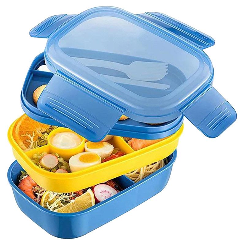 Little Angel - Kid's Lunch Box 2 Layered With Cutlery - Blue