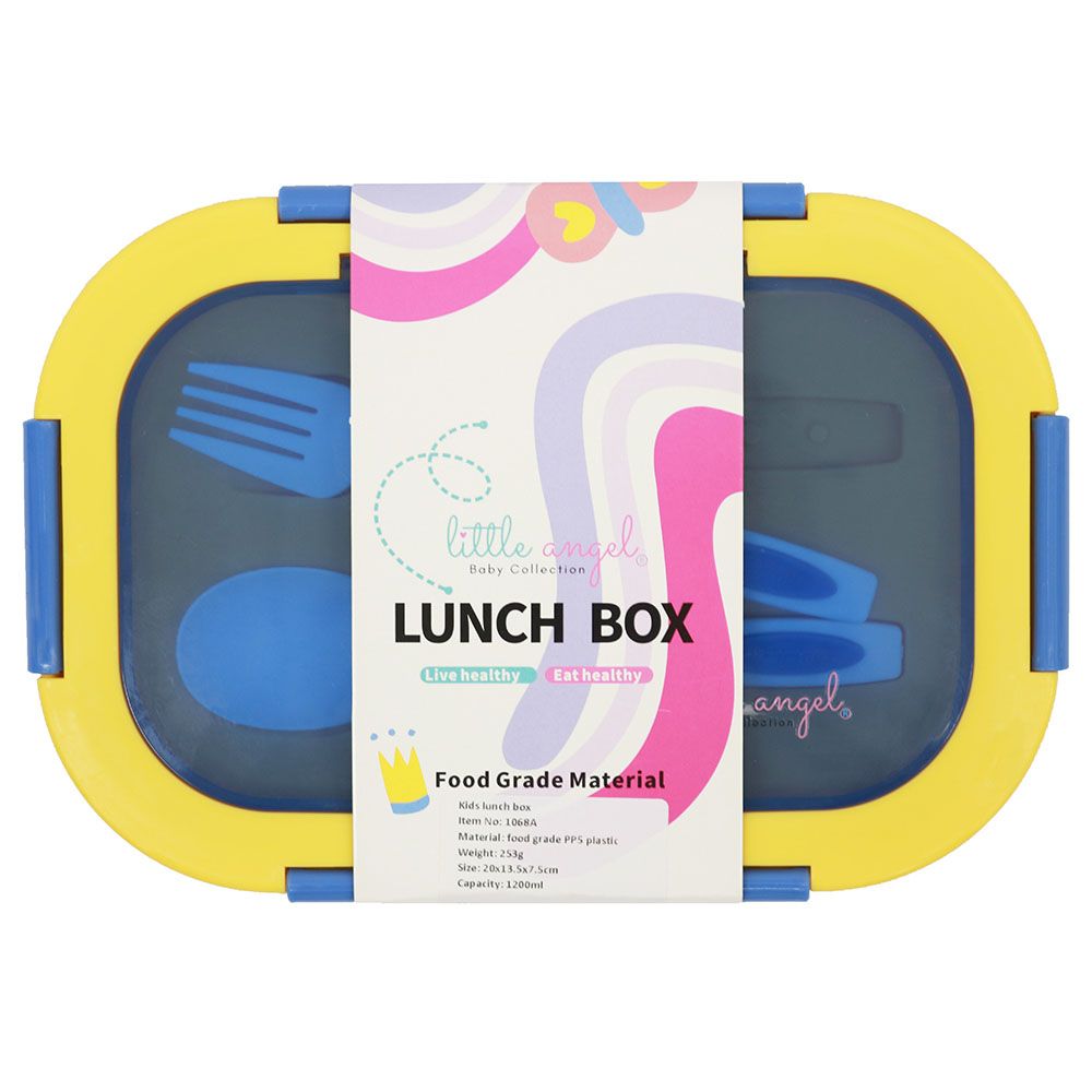 Little Angel - Kid's Lunch Box 2 Layered With Cutlery - Blue