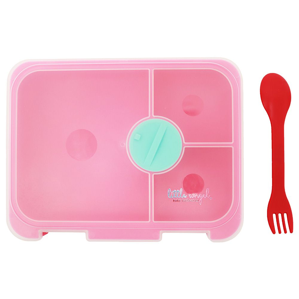 Little Angel - Kid's 4 Compartment Bento Lunch Box With Spork - Pink