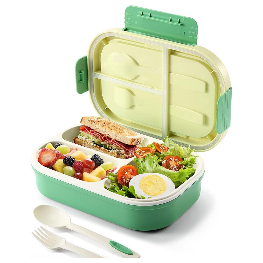 Little Angel - Kid's Lunch Box 2 Layered With Cutlery - Green